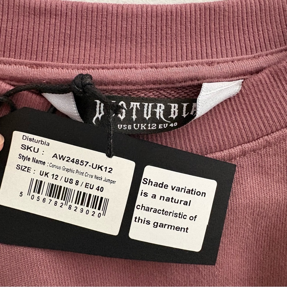 Corvus Graphic Print Crew Neck Sweatshirt Sz 8 β Gothic, Alt, Statement Top - Picture 6 of 6